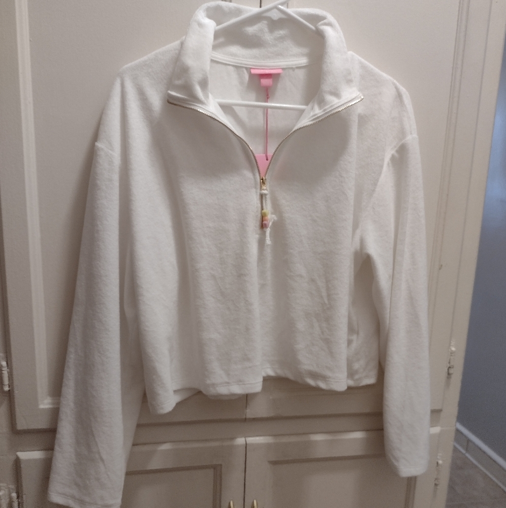 Stoney Clover Lane Target White Terry Pullover sweatshirt swim coverup L